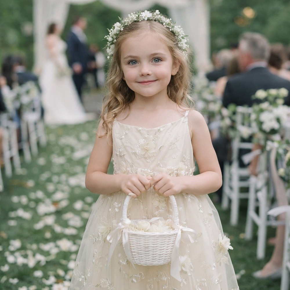 Windsor Girls Cream 3D Floral Applique Tulle Dress Small NWT